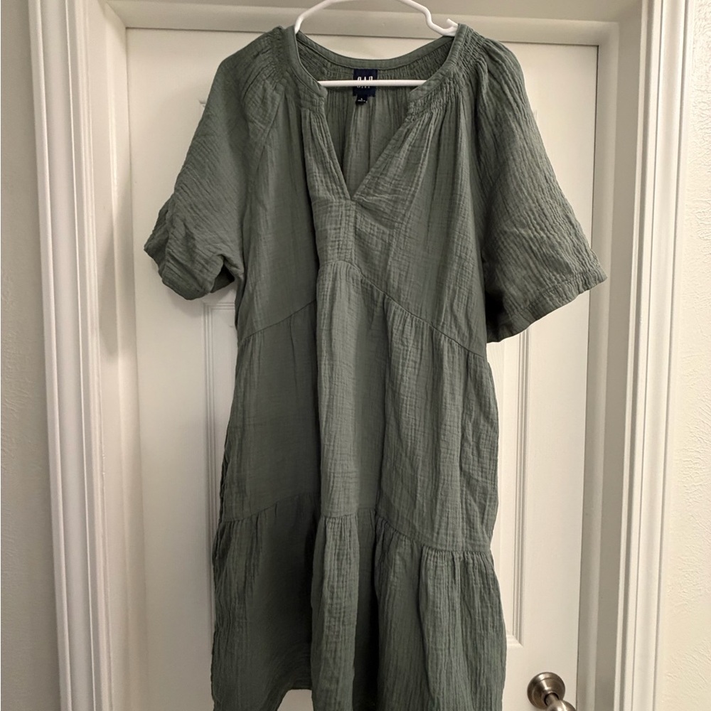 Casual Olive Green Mini Dress